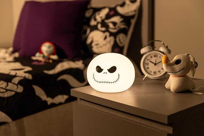 Jack Skellington LED night light glowing on a nightstand