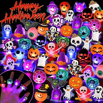 Light-up Halloween party favor rings for kids