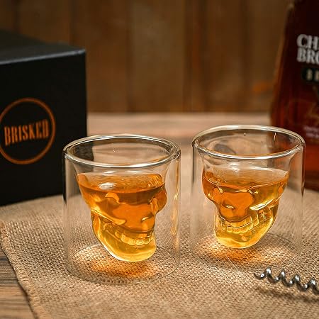 Skull shaped shot glasses set of two