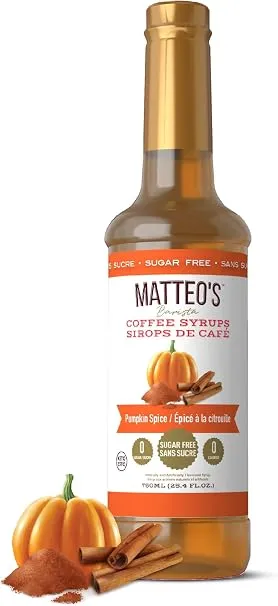 Matteo's pumpkin spice coffee syrup bottle