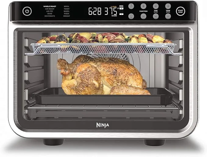 Ninja Foodi countertop oven roasting a turkey