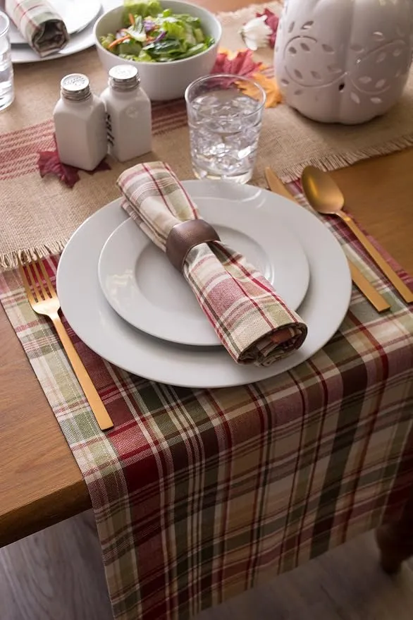Plaid Thanksgiving table runner