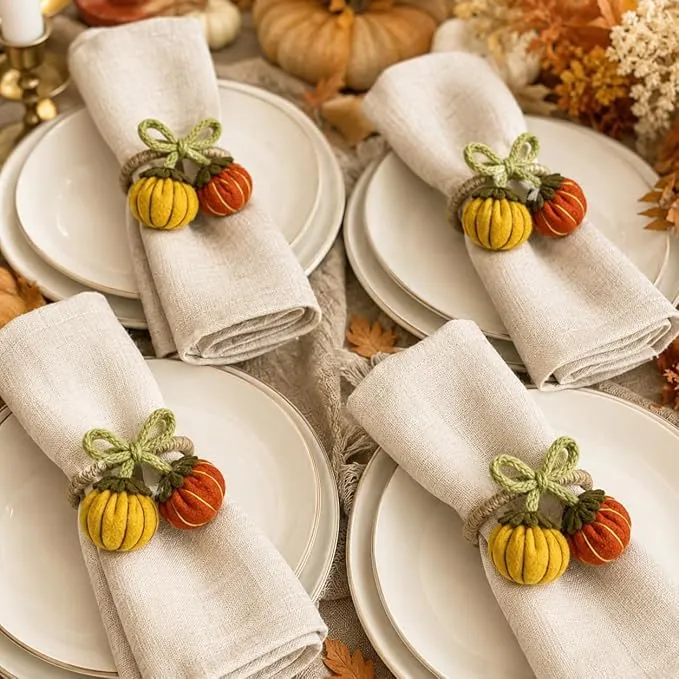 Handwoven pumpkin napkin rings