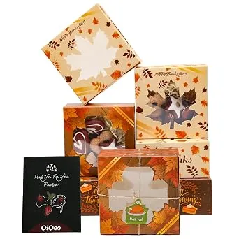 Thanksgiving bakery treat boxes with fall leaf print