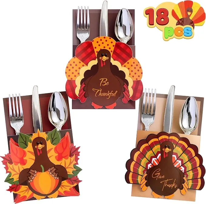 Turkey shaped cutlery utensil holder set
